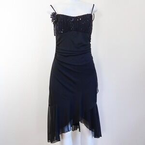 ruby rox black sequin asymmetrical cocktail dress